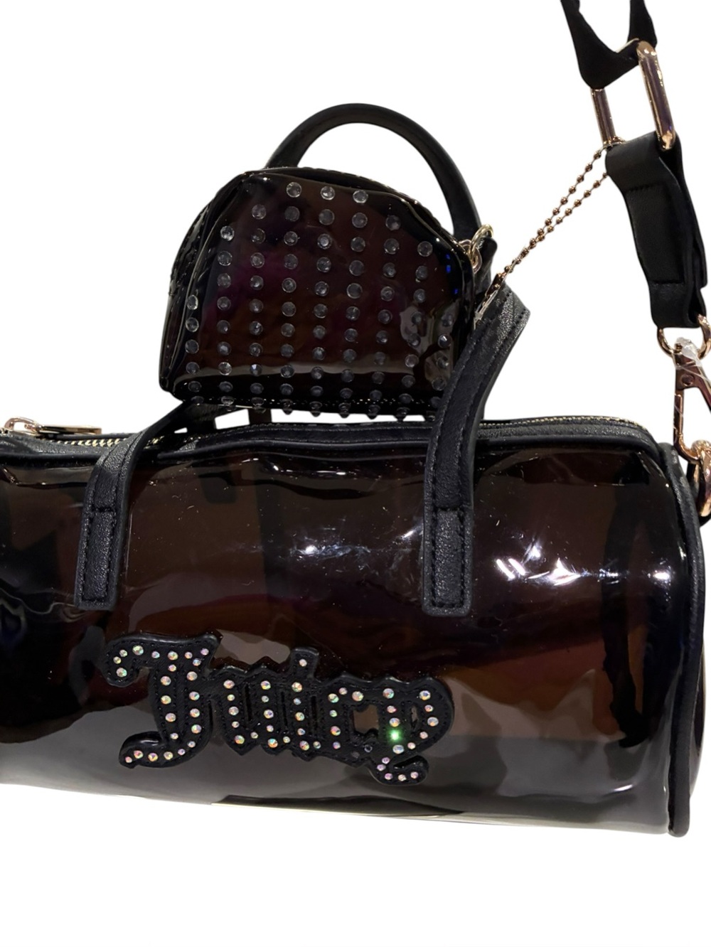 Juicy Couture Queen of Everything Black Sequin Mini Barrel Bag NWT